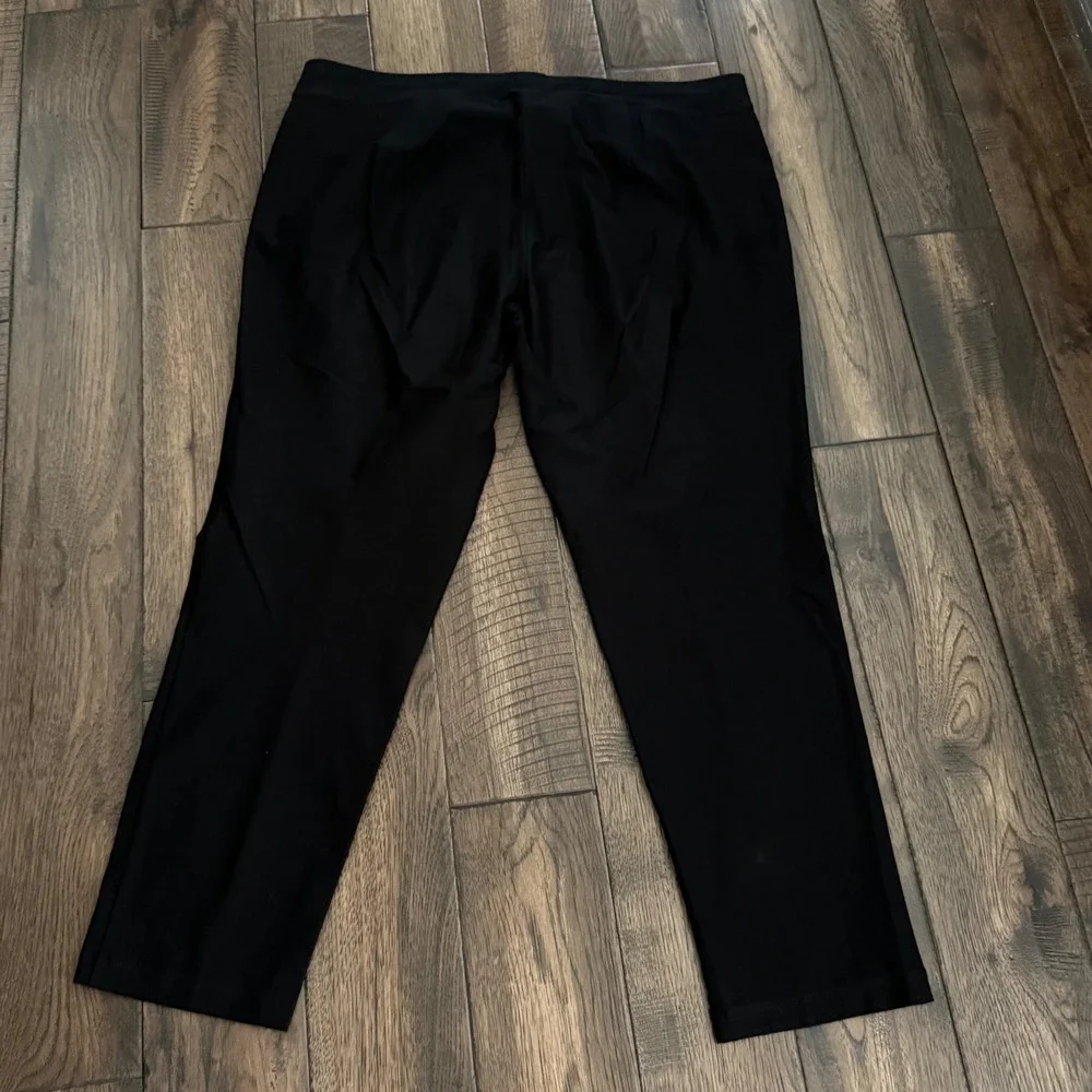 Eileen Fisher Womens XL Black Viscose Blend Pull On Straight Leg Pants EETK‎